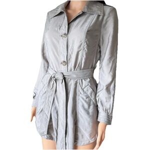 Free People Light Gray Utility Jacket with Waist Tie
